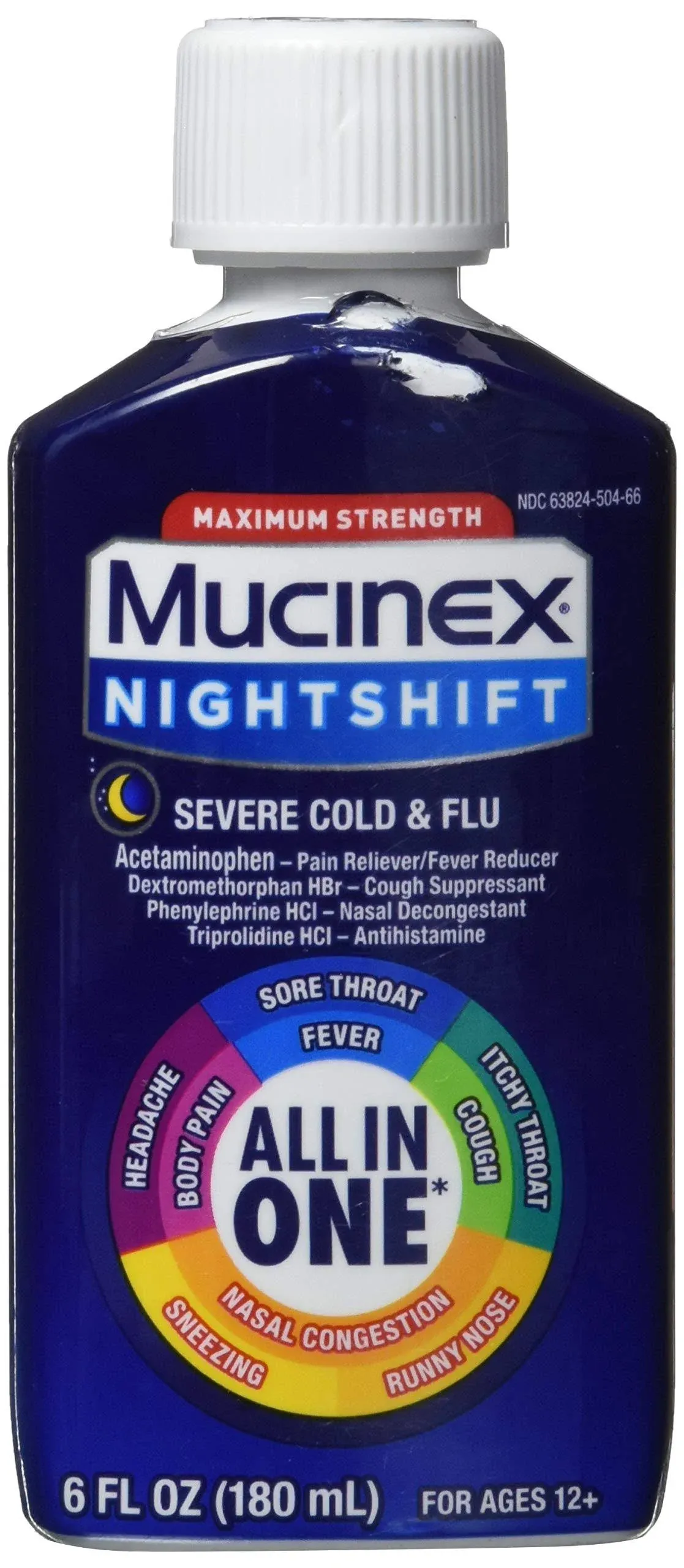 Mucinex Nightshift Severe Cold and Flu Liquid - 6 oz Exp 4/25