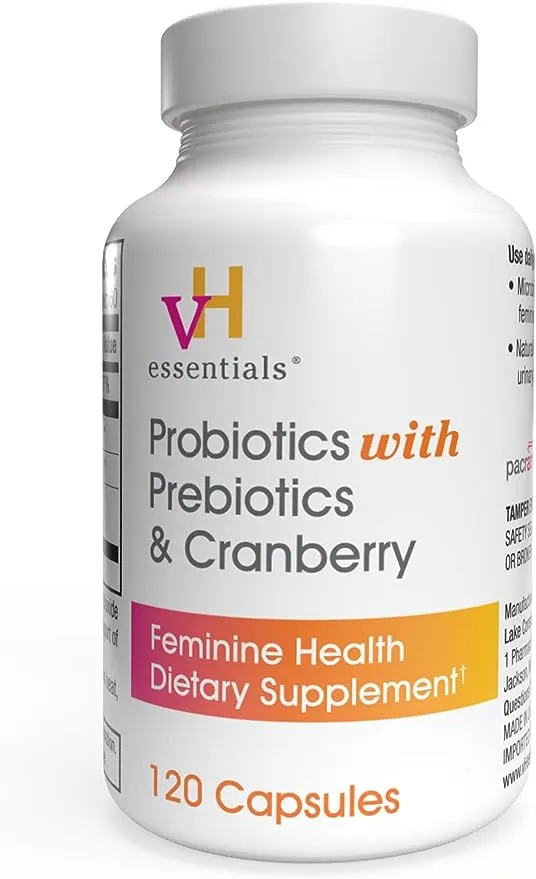 vH essentials Probiotics with Prebiotics and Cranberry Feminine Health Supplement - 120 Capsules (544-36)