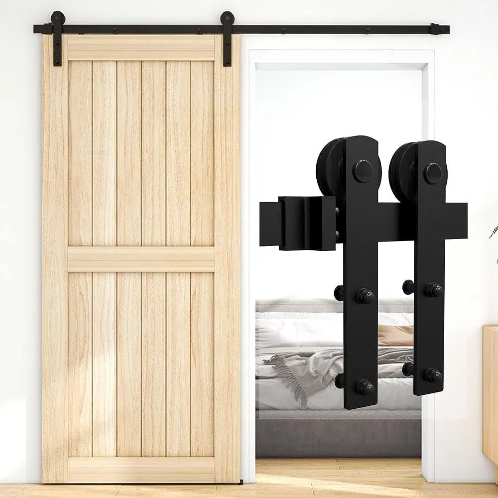 6.6FT Sliding Barn Door Hardware Kit Smoothly and Quietly Easy to Install Fit...