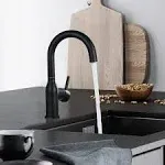 WOWOW Black Bathroom Faucet Stainless Steel Bar Faucet Single Handle Bar Sink Faucets High Arc Lavatory Sink Faucet Mixer Small Kitchen Tap Faucet 2320201B