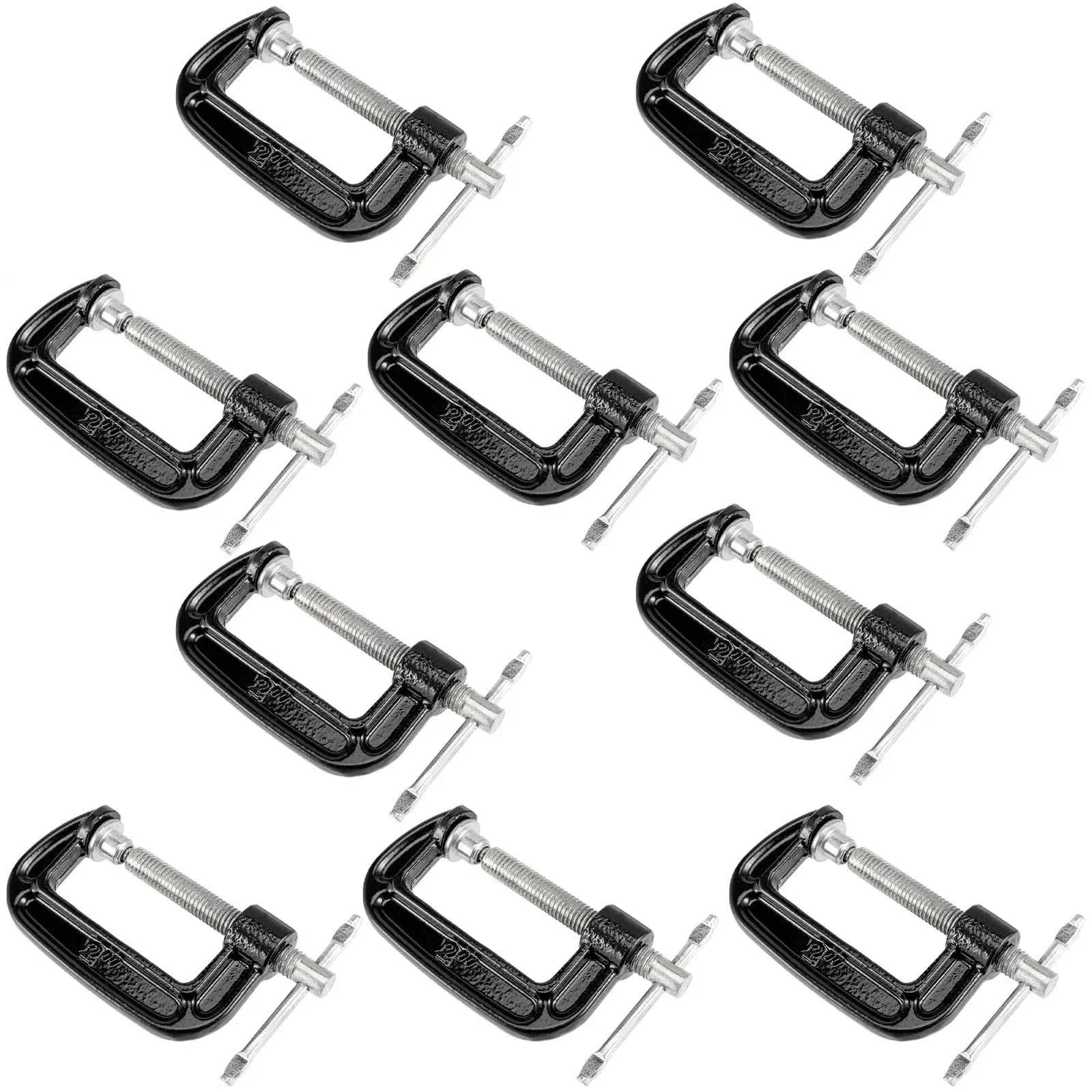 MUKCHAP 10 PCS 2 Inch C-clamp, Small C Clamps, Mini G Clamps for Woodworking or Metal Workpiece, Black