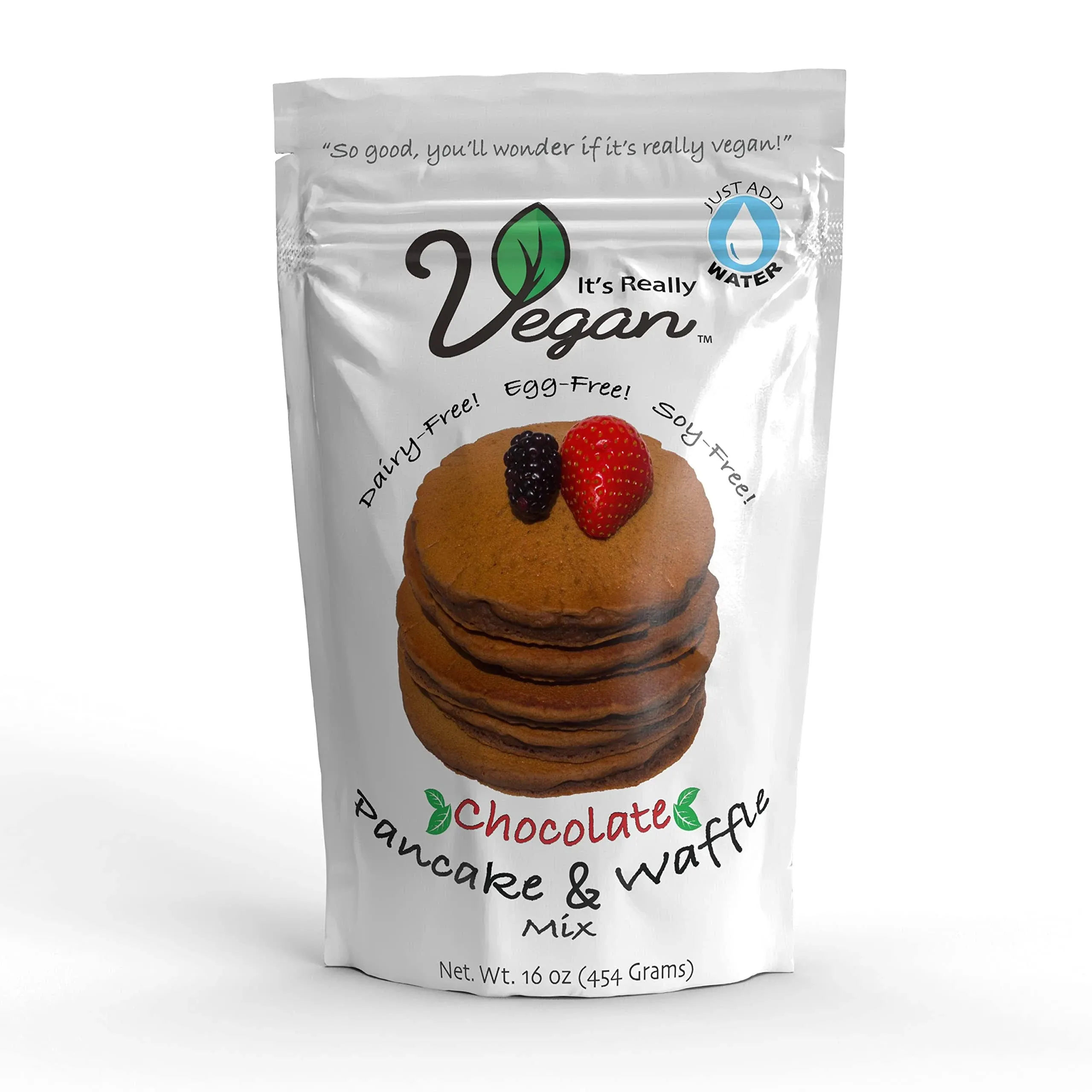 It's Really Vegan Pancake & Waffle Mix | Dairy Free, Egg Free, and Soy Free Mix Pancake Waffle | Serving Size 1/3 Cup Mix (40g) (chocolate)