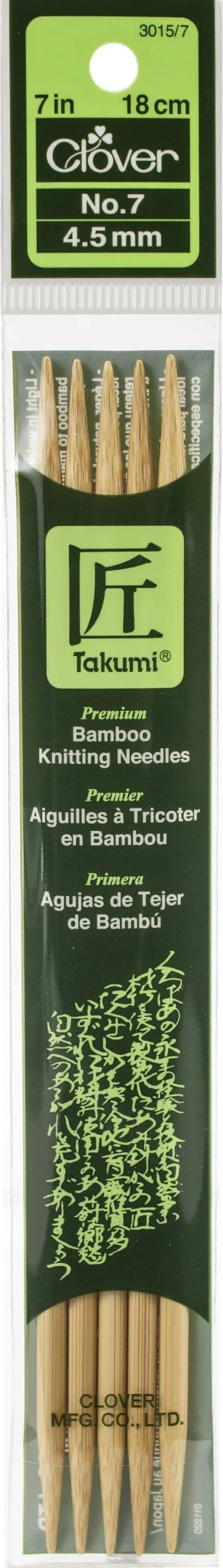 Clover Bamboo Knitting Needles 7&#034; No. 7 - 4.5 mm