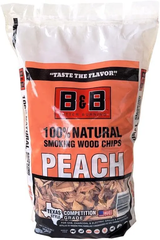 B&amp;B Charcoal All Natural Peach Wood Smoking Chips 180 cu in