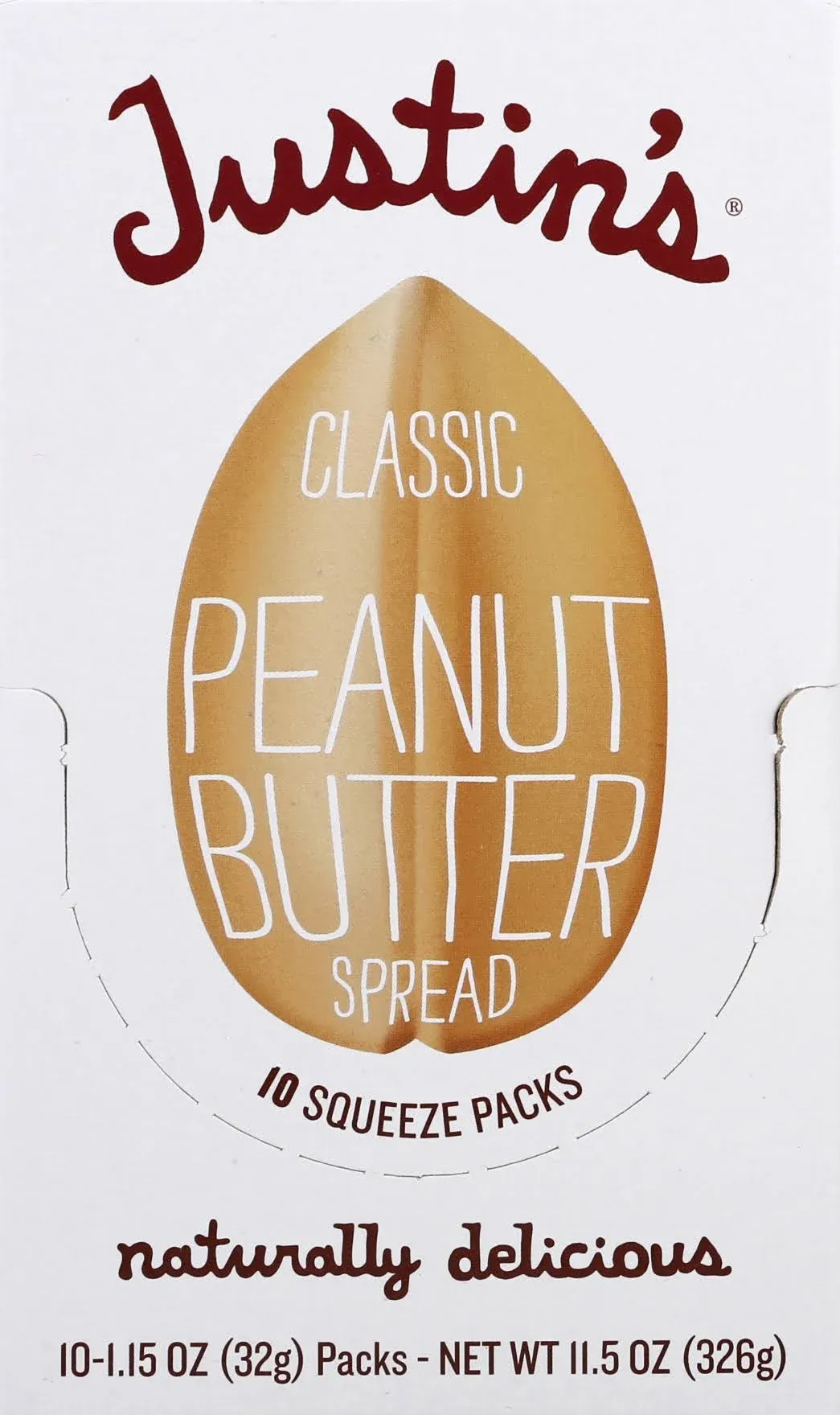 Justin's Classic Peanut Butter, Only Two Ingredients, No Stir, Gluten-free, Non-GMO, Responsibly Sourced, 1 Pound (Pack of 12)