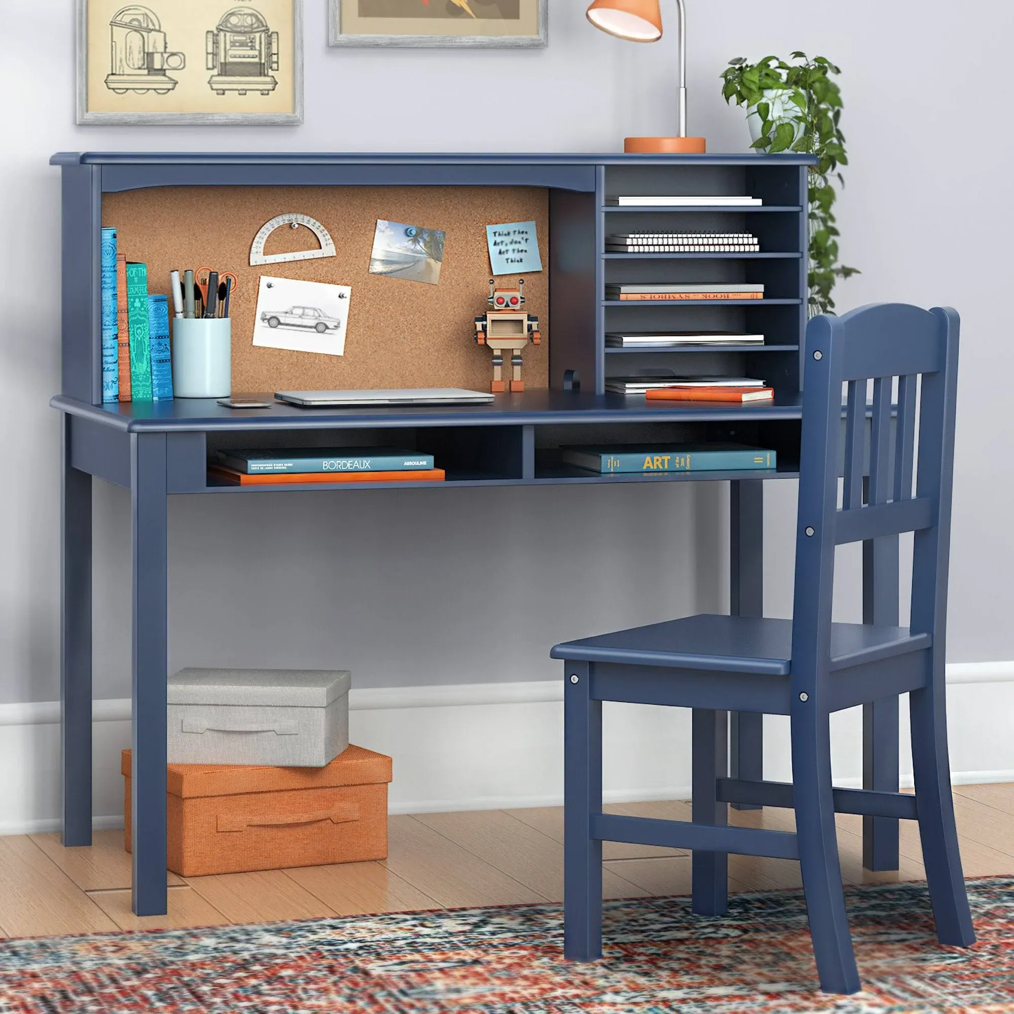 Guidecraft Kids' Media Desk and Chair Set Navy