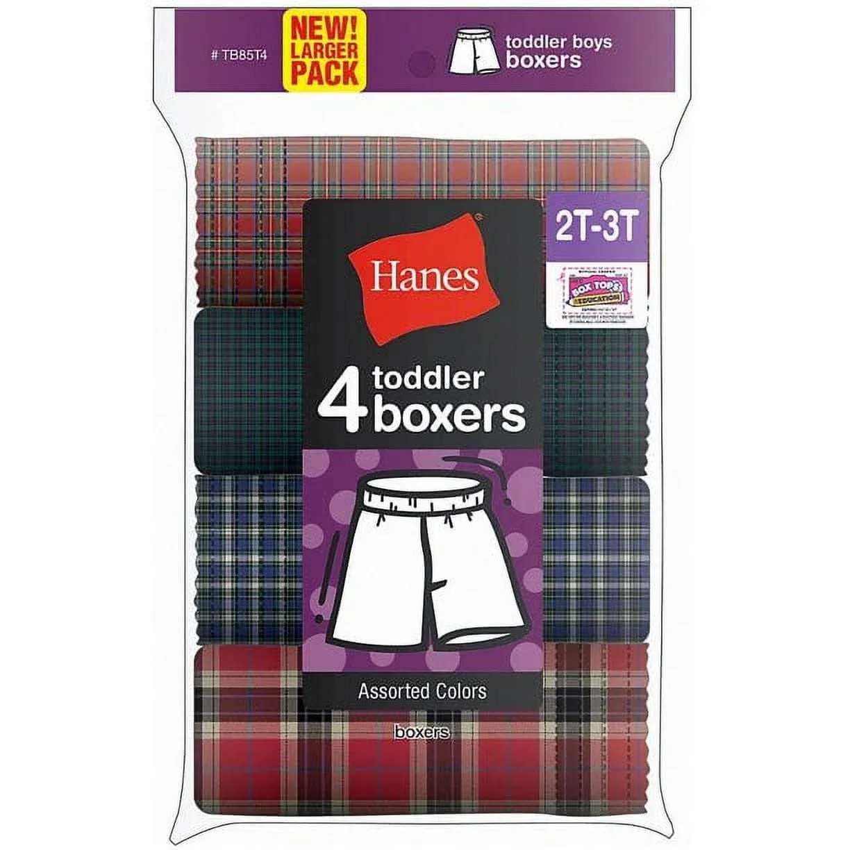 "Hanes Toddler Boy's Tartan Boxer 4-Pack-TB85T4"