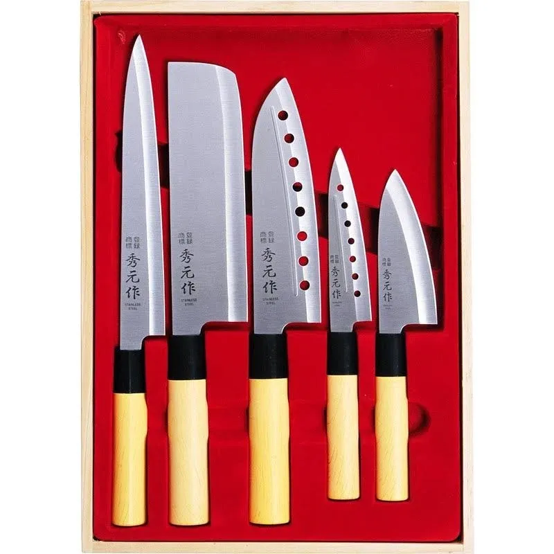 Japanese Hidemoto Kitchen Chef&#039;s Knife 5pcs Set Sushi Sashimi Santoku SP-005