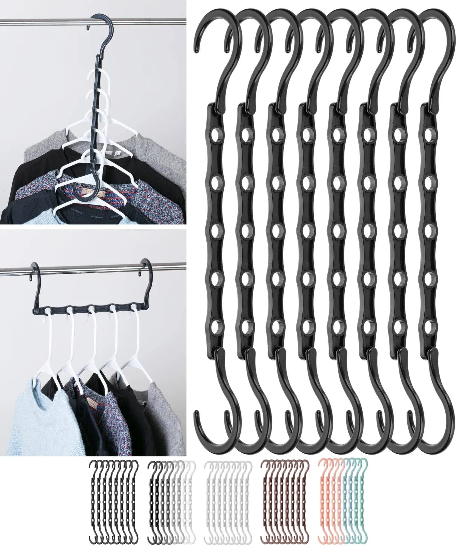 Space Saving Hangers, 10PCS Magic Hangers, 5 Holes Sturdy Plastic Hanger Clothes