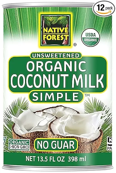 Native Forest Simple Organic Unsweetened Coconut Milk, 13.5 Fl Oz (Pack of 12)