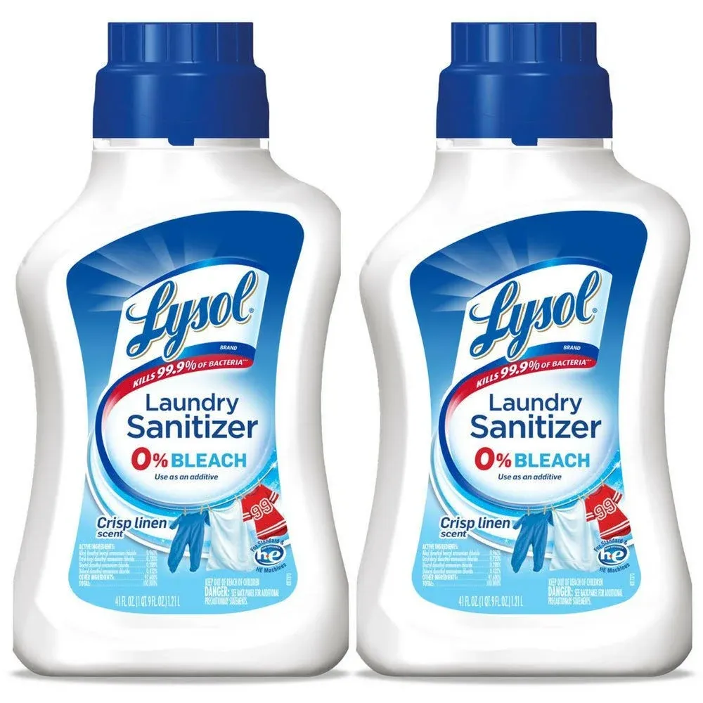 Lysol Laundry Sanitizer Additive 0% Bleach Crisp Linen Scent 41 oz (Pack of 2)