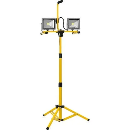 Global Industrial LED Dual Work Light w/Tripod, 20Wx2, 3200 Lumens, IP65, Yellow