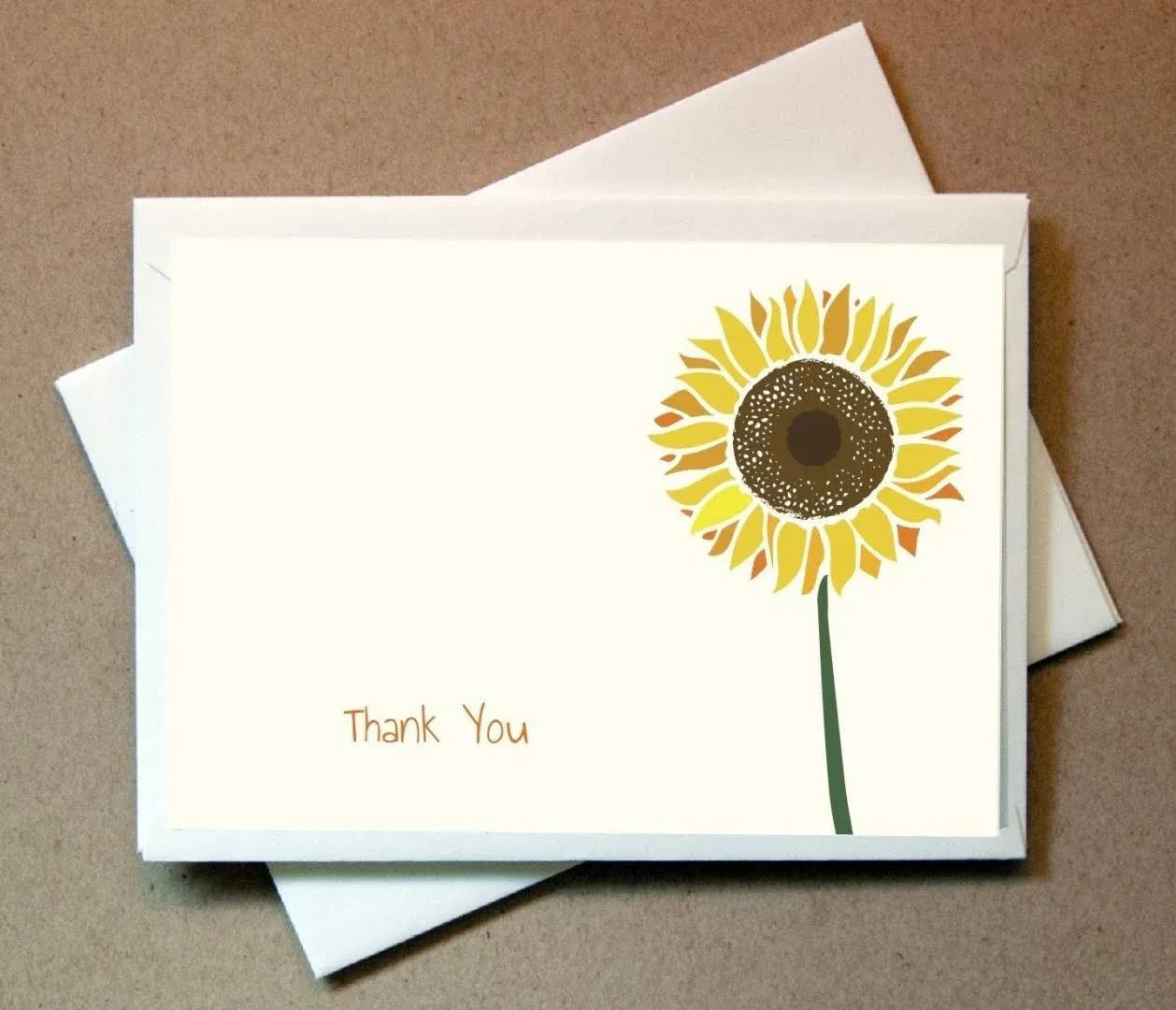 Quni Brand Sunflower Thank You Cards (24 cards and envelopes)