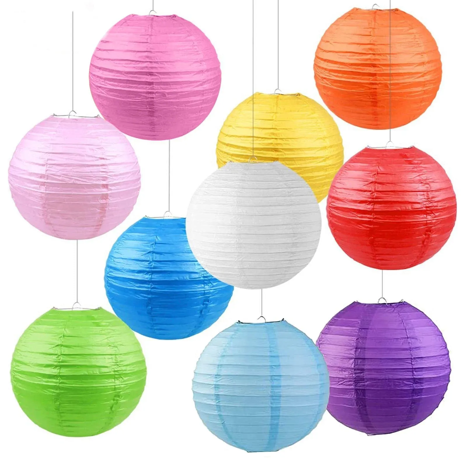 10 Pack 12&#034; Chinese Paper Lanterns Decorative Colorful Chinese Hanging 