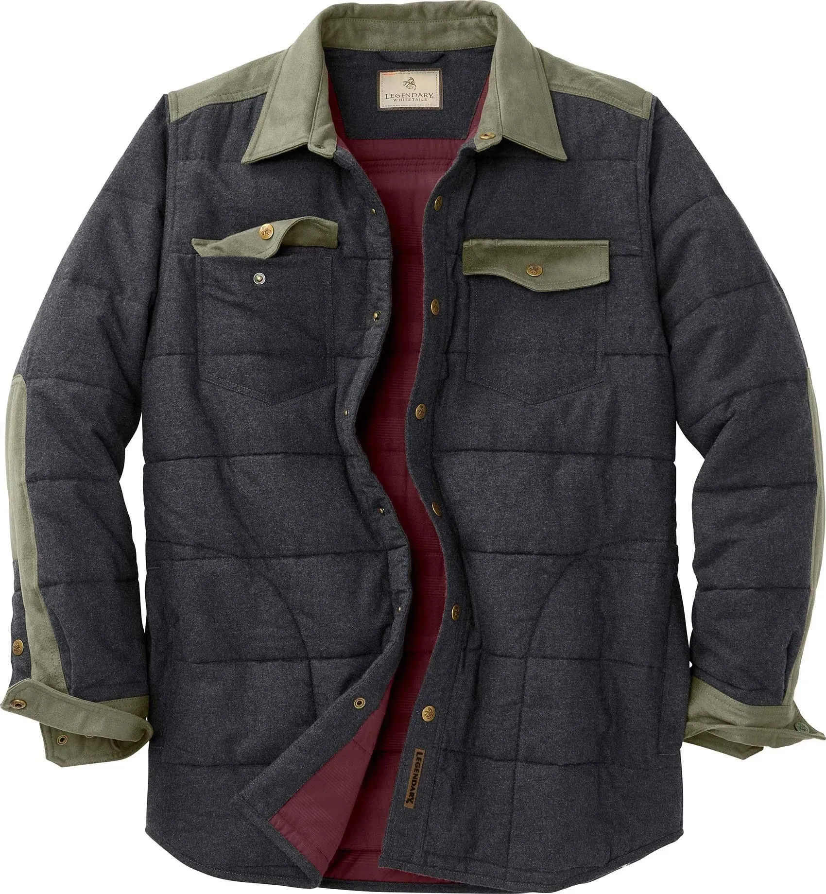 Legendary Whitetails Men's Standard High Caliber Quilted Shirt Jacket, Charcoal ...