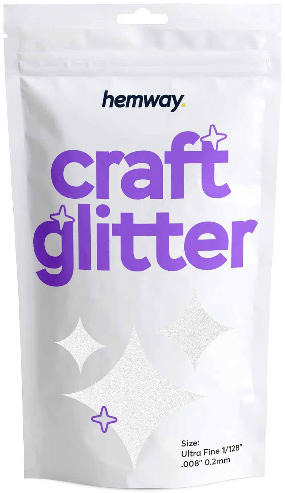 Hemway Craft Glitter 100g 3.5oz Ultrafine 1/128" .008" 0.2mm (White)