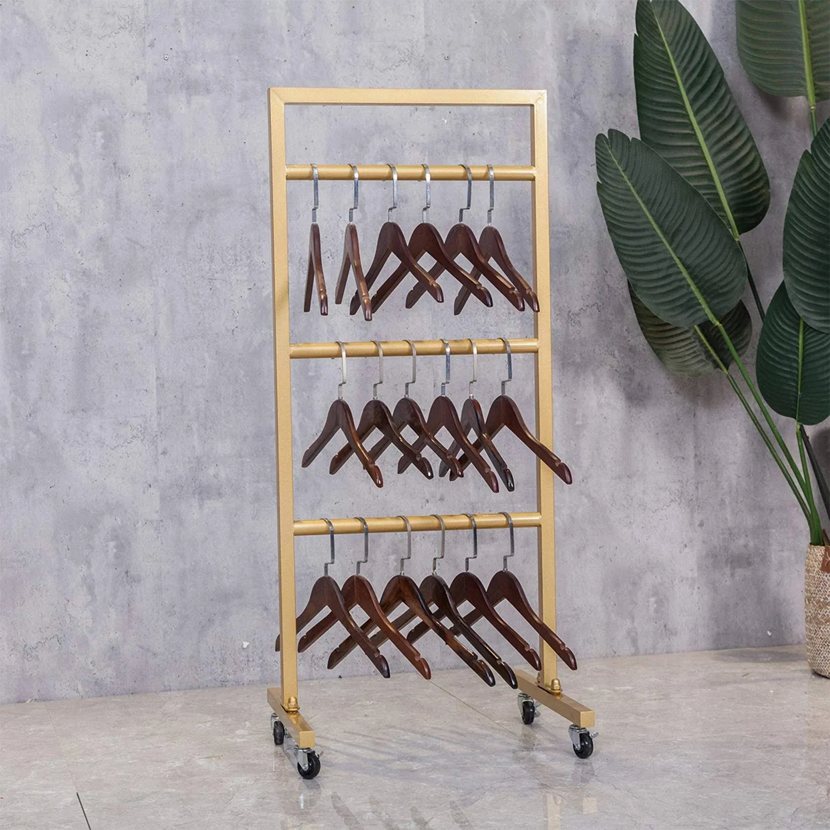 FURVOKIA Simple Modern Heavy Duty Metal Rolling Hanger Storage Rack with Gold 