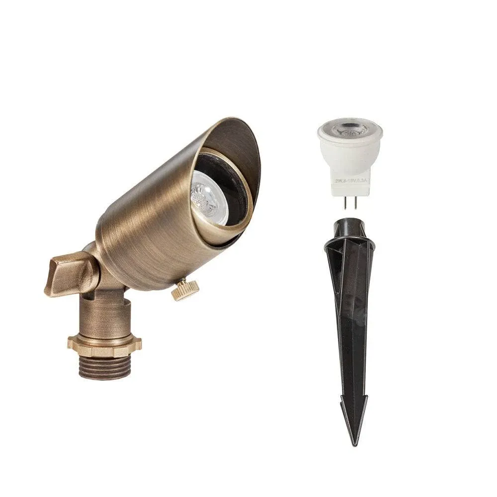 Lumen Logic LogiSpot II 12V Brass Mini Spotlight (Bronze) with 2W LED MR8 Bulb