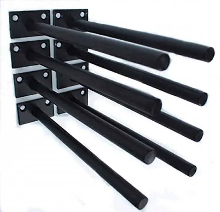 8 Pcs 8&#034; Black Solid Steel Floating Shelf Bracket Blind Shelf Supports - Hidden