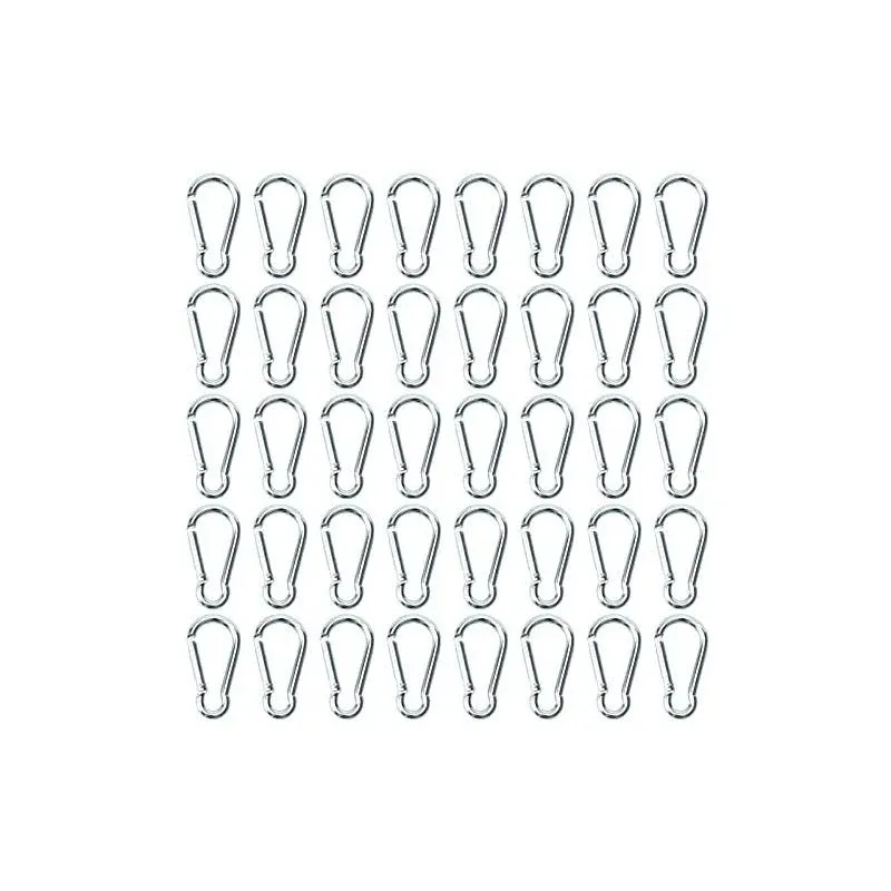 40pcs Small Carabiner Caribeaner Clip Spring-Loaded Gate Aluminum D Ring Shap...