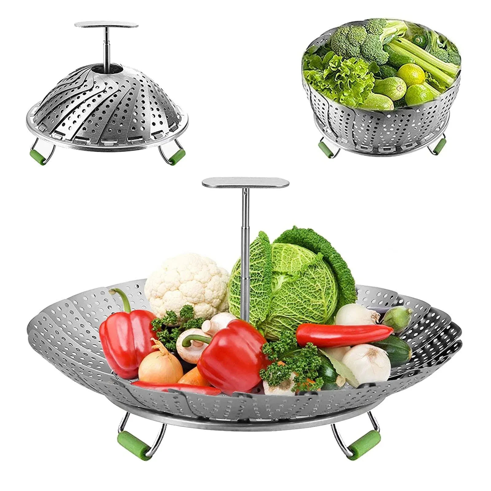 Vegetable Steamer Basket, Stainless Steel Food Basket, Collapsible Steamer Cookw