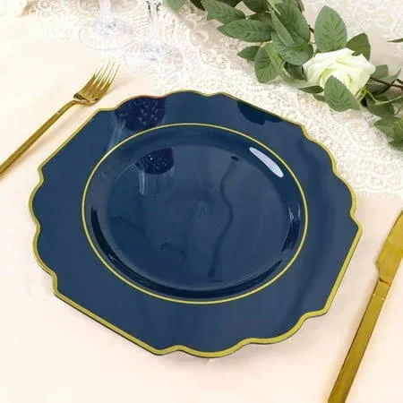 Efavormart 10 Pack | 11" Navy Blue Hard Plastic Dinner Plates, Disposable ...