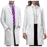 Vogrye Professional Lab Coat for Men Women Long Sleeve, White, Unisex