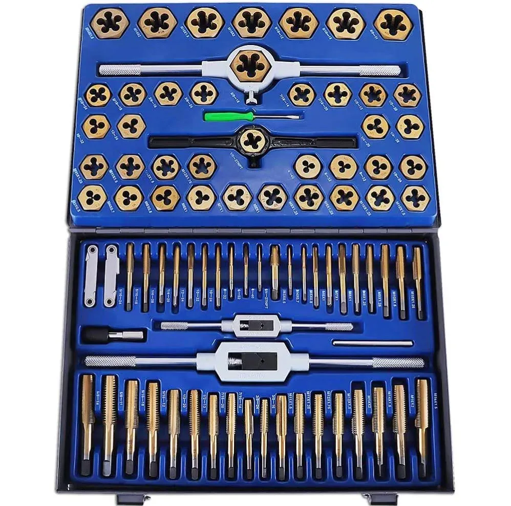 Happybuy 86PC Tap and Die set, Tap and Die Set Metric and Standard, Large Tap and Die Set, SAE and Metric Tap and Die Set With Storage Case, Tap Set Include Metric Size M3 to M16 and SAE Size