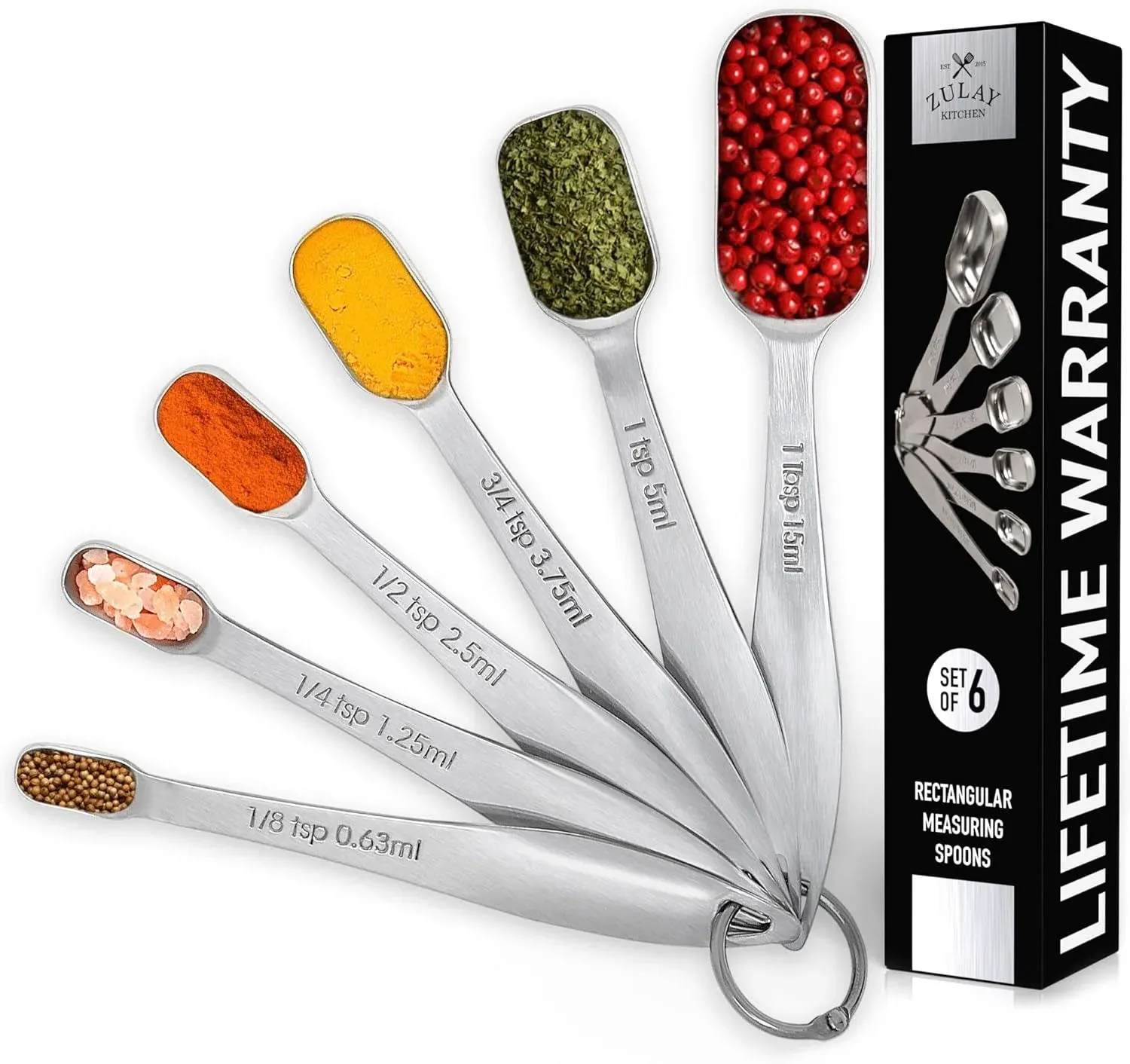 6 Piece Stainless Steel Measuring Spoons with Easy To Read