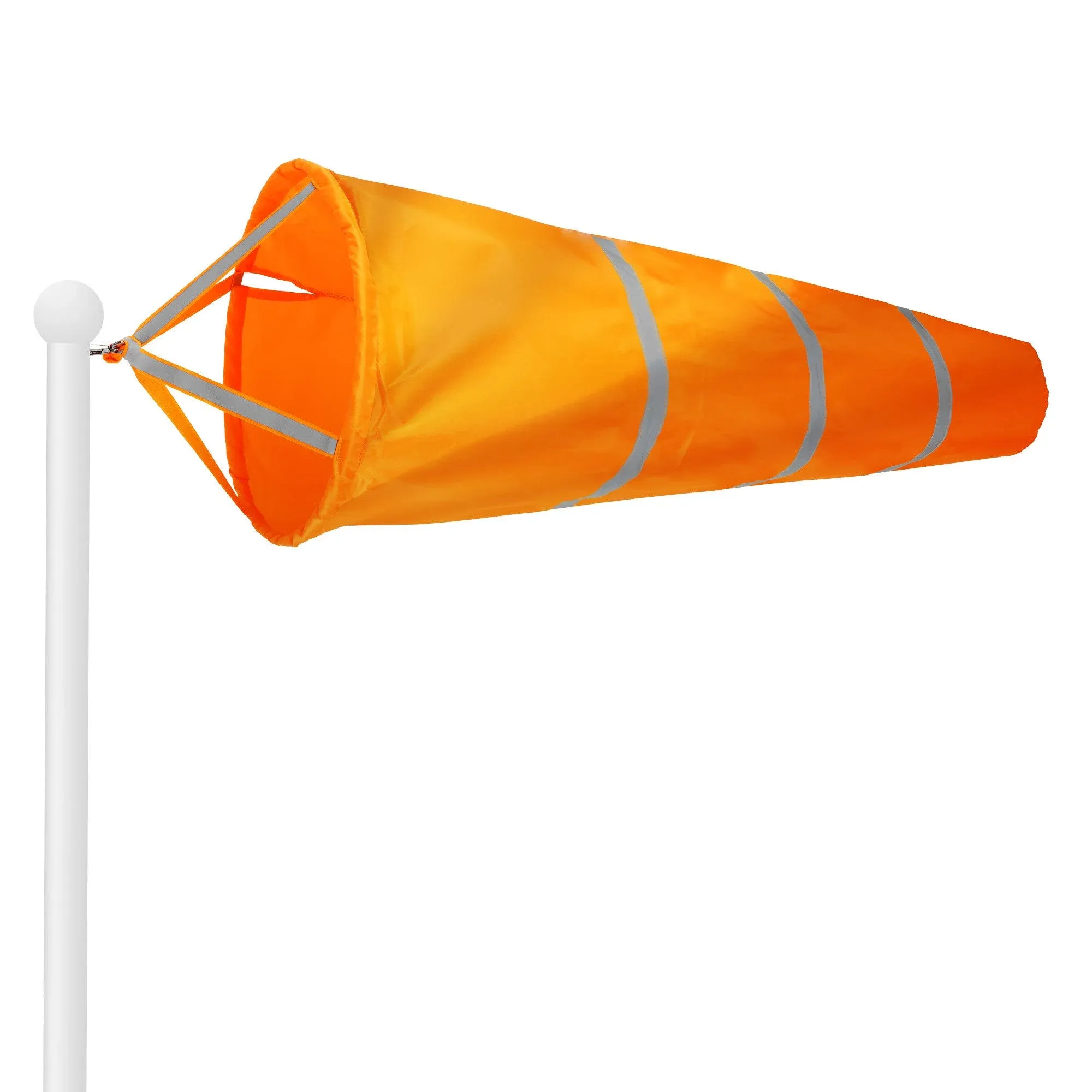 G128 Orange Windsock 30 Inch | Printed 210D Polyester | Heavy Duty Polyester Wind Direction Measurement with Reflective Belt, For Outdoor Airport, Farm and Park- Default Title / 30IN