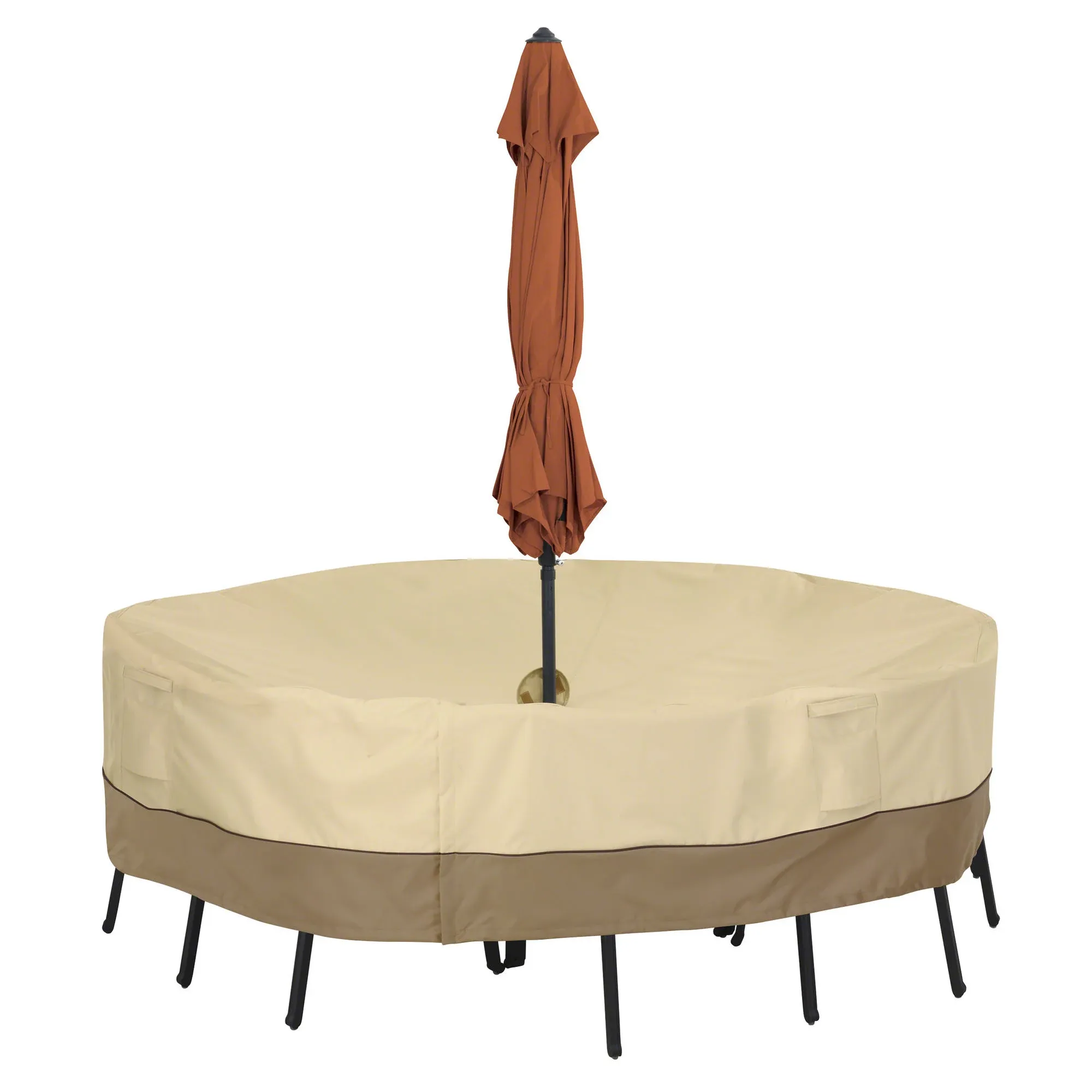 Classic Accessories Veranda Round Patio Table & Chair Set Cover with Umbrella Hole