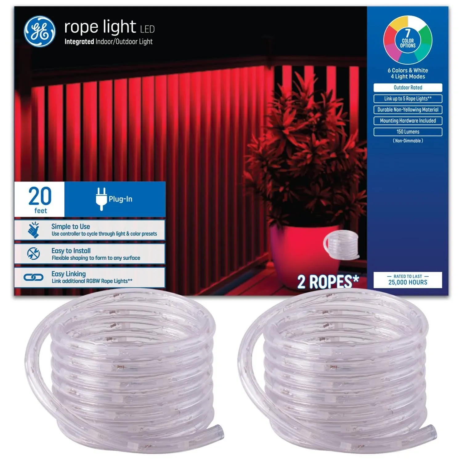 GE 2PK 20&#039; PI LED Rope -93129123