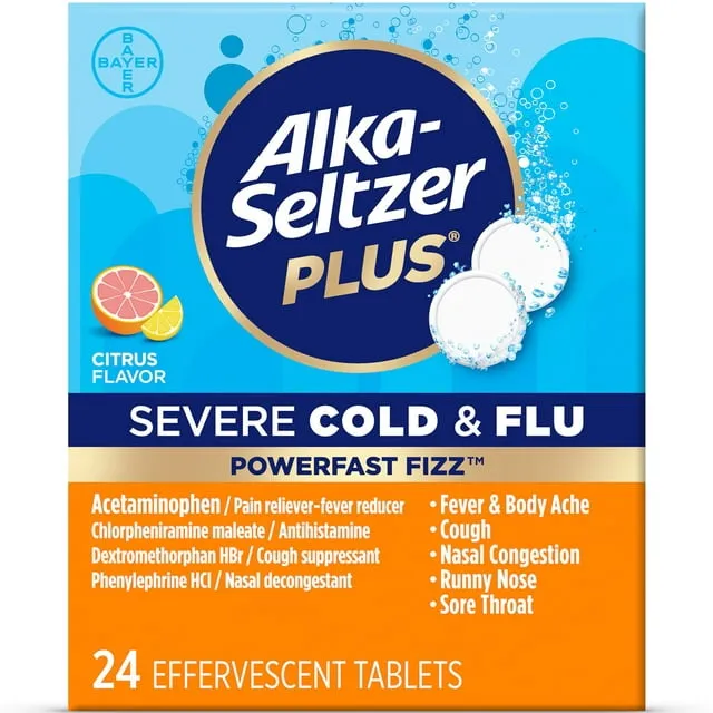 Alka-Seltzer Plus Severe Cold & Flu PowerFast Fizz Citrus Effervescent Tablets - 24 ct | CVS