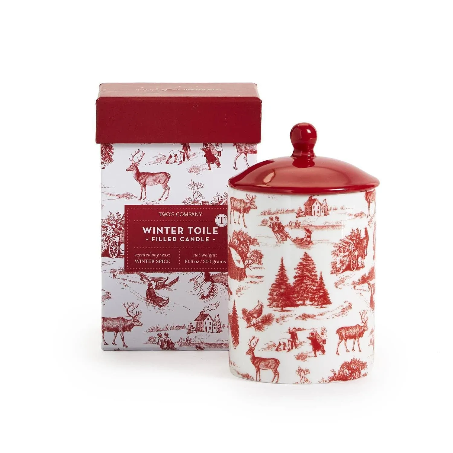 Winter Toile Lidded Filled Candle with Winter Spice Scent in Gift Box — Studio 24E - Individual Style...