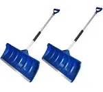 MTB 52-in Lightweight Snow Shovel Snow Pusher, Pack of 2 Sets, Blue, with Wide Poly Blade (22 inch x 10 inch) and Aluminum Handle