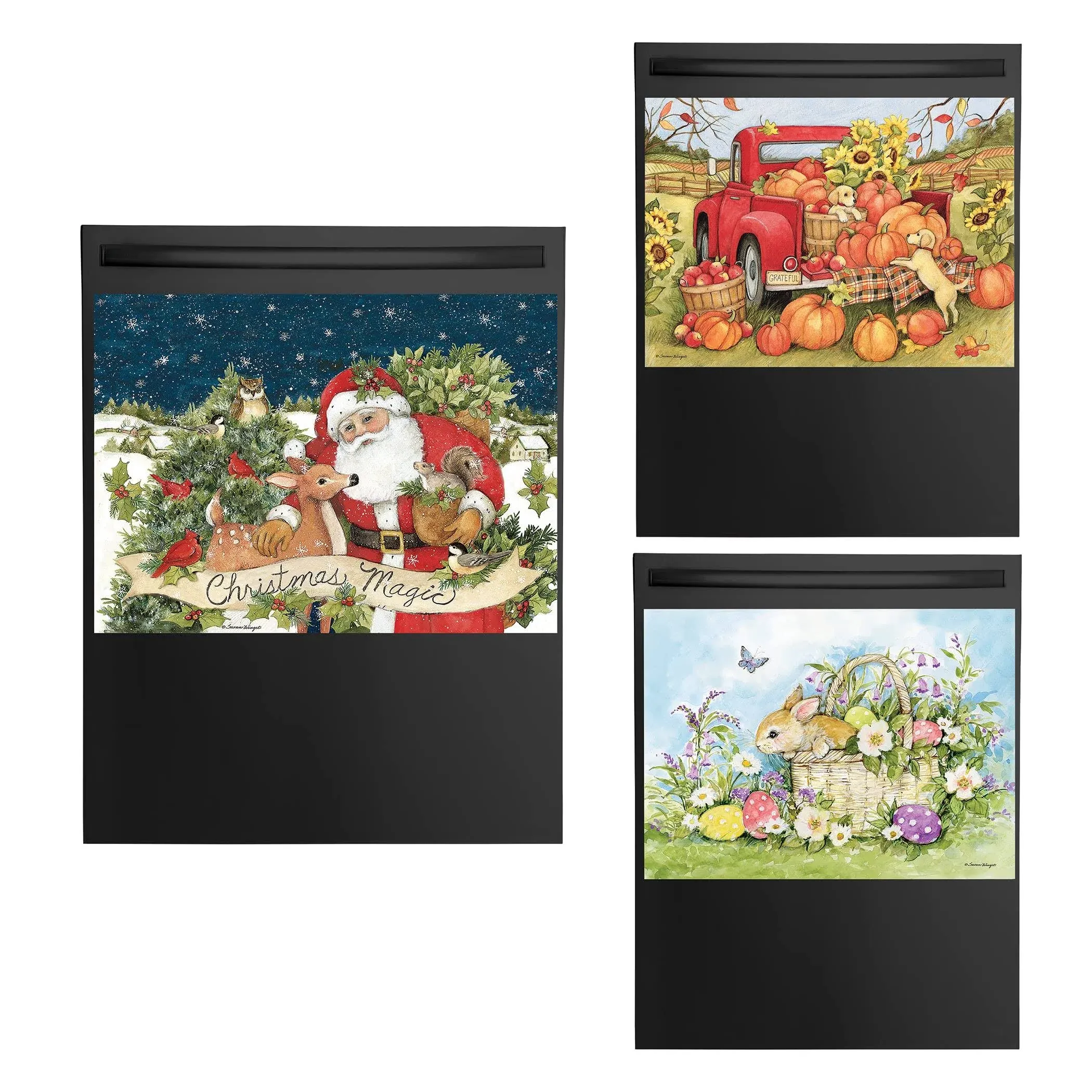 Collections Etc 3-Piece Seasonal Decorative Kitchen Dishwasher Magnet Set