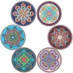 Trivets for Hot Pots and Pans, VIDAYA Vintage Ethnic Floral Mandala Silicone Pot Holders -Multi-Use Great Heat Resistant Hot Pads for Kitchen Table, Dishwasher Safe (6 Pack)