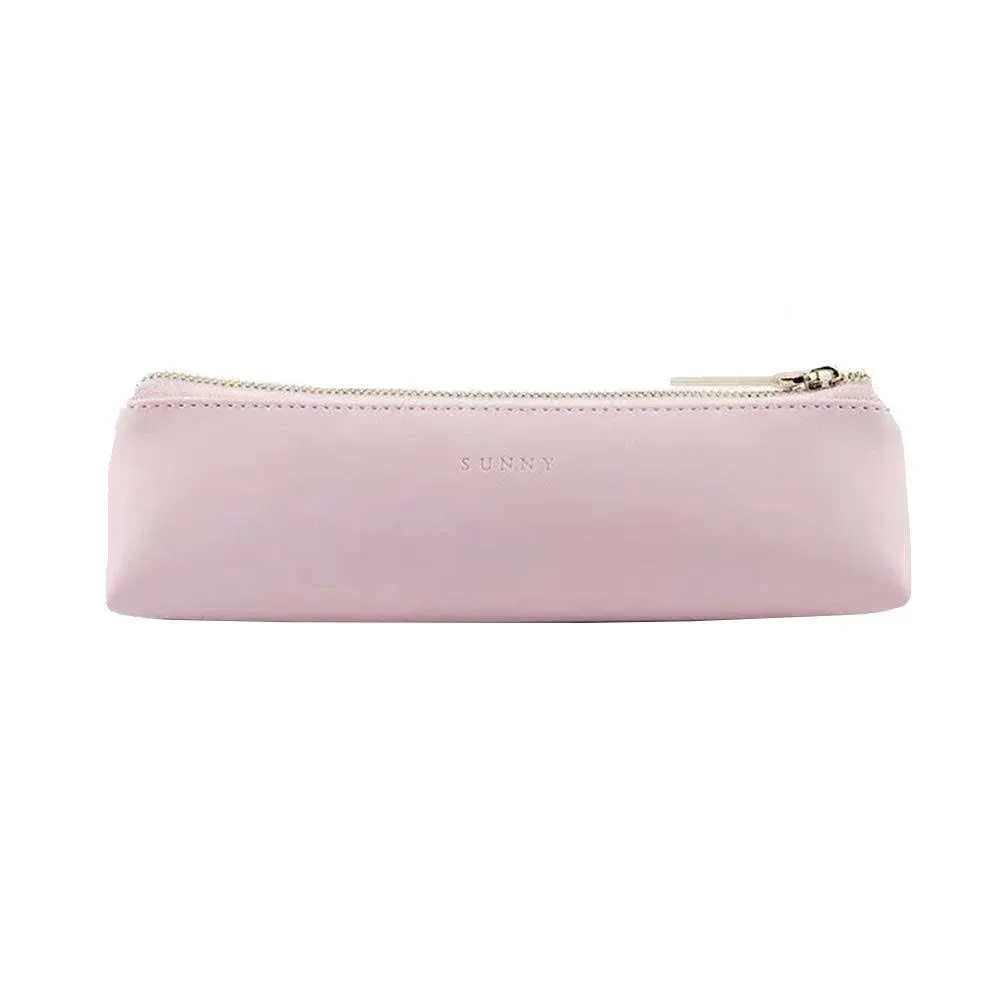 Doraking Pencil Bag Pen Case Cosmetic Makeup Bag Pen Pencil Stationery Pouch Bag Case/PU Leather Small Pencil Pouch Students Stationery Pouch Zipper Bag for Pens, Pencils, Markers (Pink)