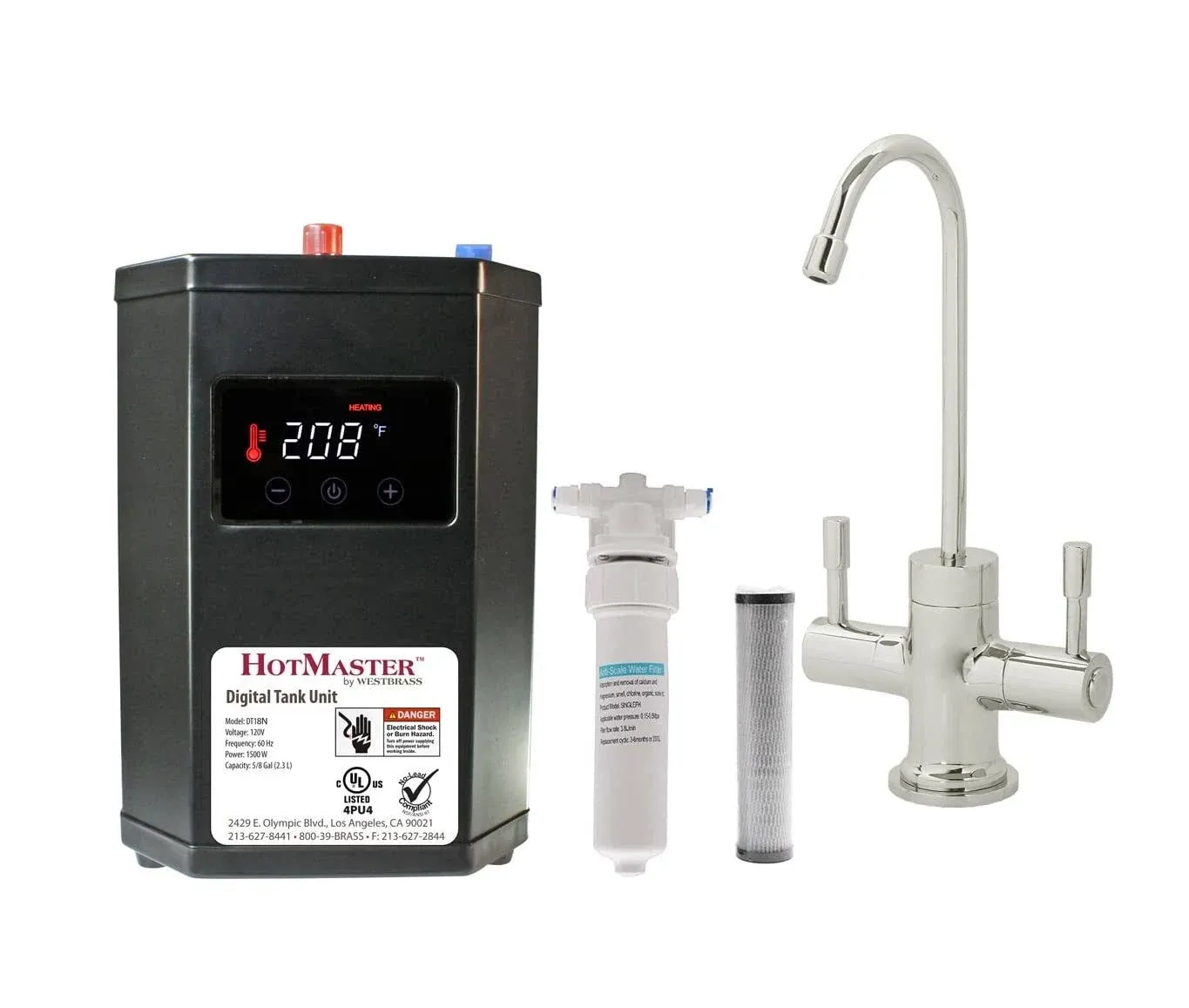 Contemporary 10" Hot and Cold Water Dispenser W/ HotMaster DigiHot Digital Tank