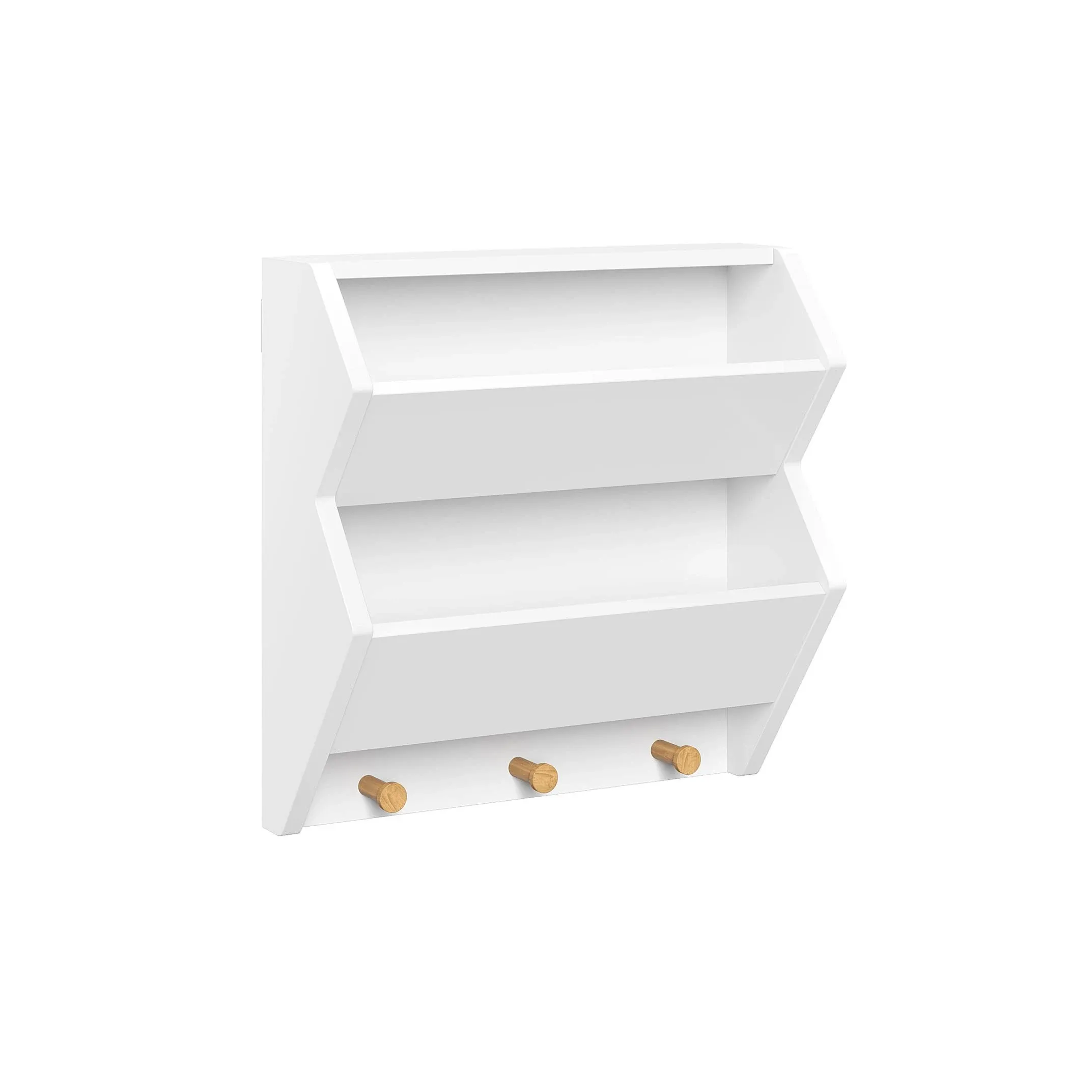 RiverRidge Kids Catch-All Wall Shelf with Bookrack and Hooks, White