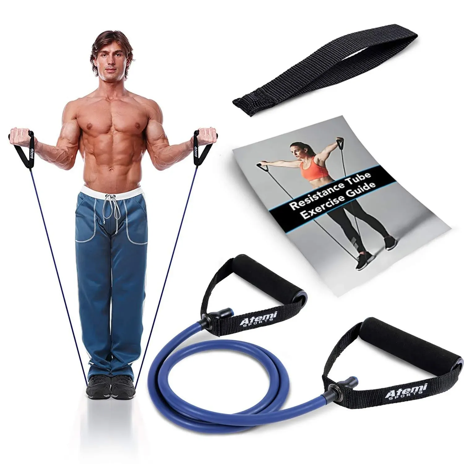 Resistance Band with Handles &amp; Door Anchor | Gym Resistance Tubes