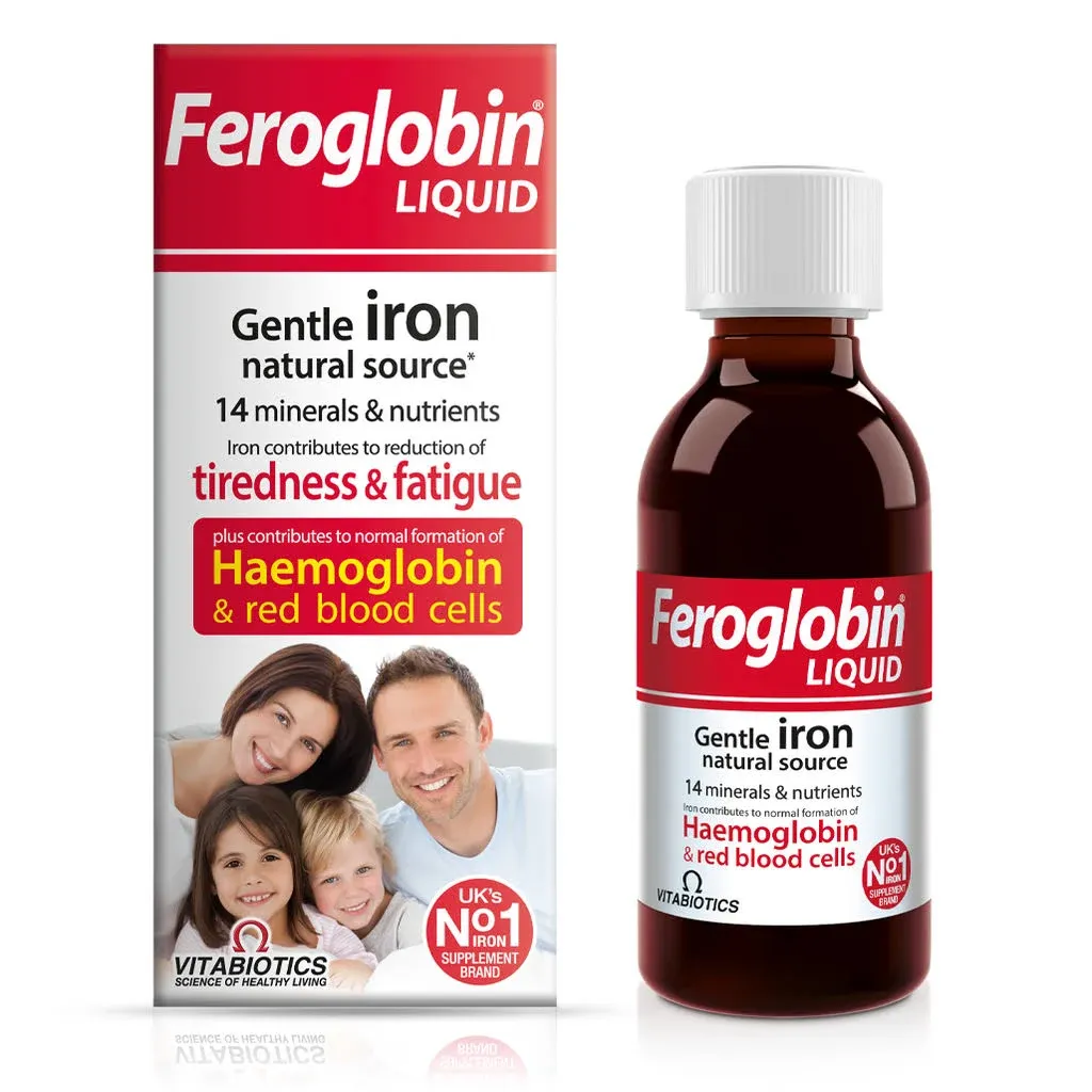 Feroglobin Gentle Iron and Nutrient Liquid - Reduce Tiredness and Fatigue | Maintain Health and Vitality | Natural Iron Source, Size: 6.76 fl oz (Pack