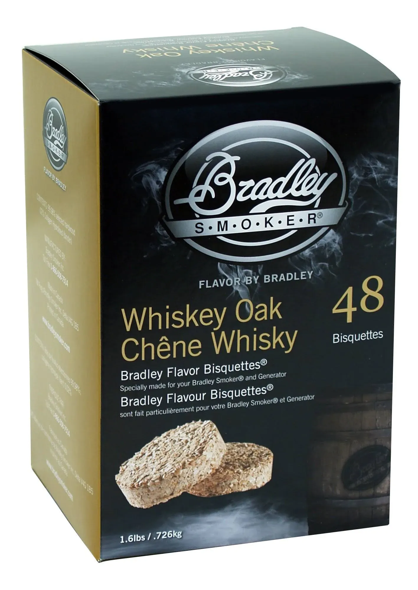 Bradley Smoker Flavor Bisquettes Whiskey Oak 48 Pk Premium Hardwood South BBQ