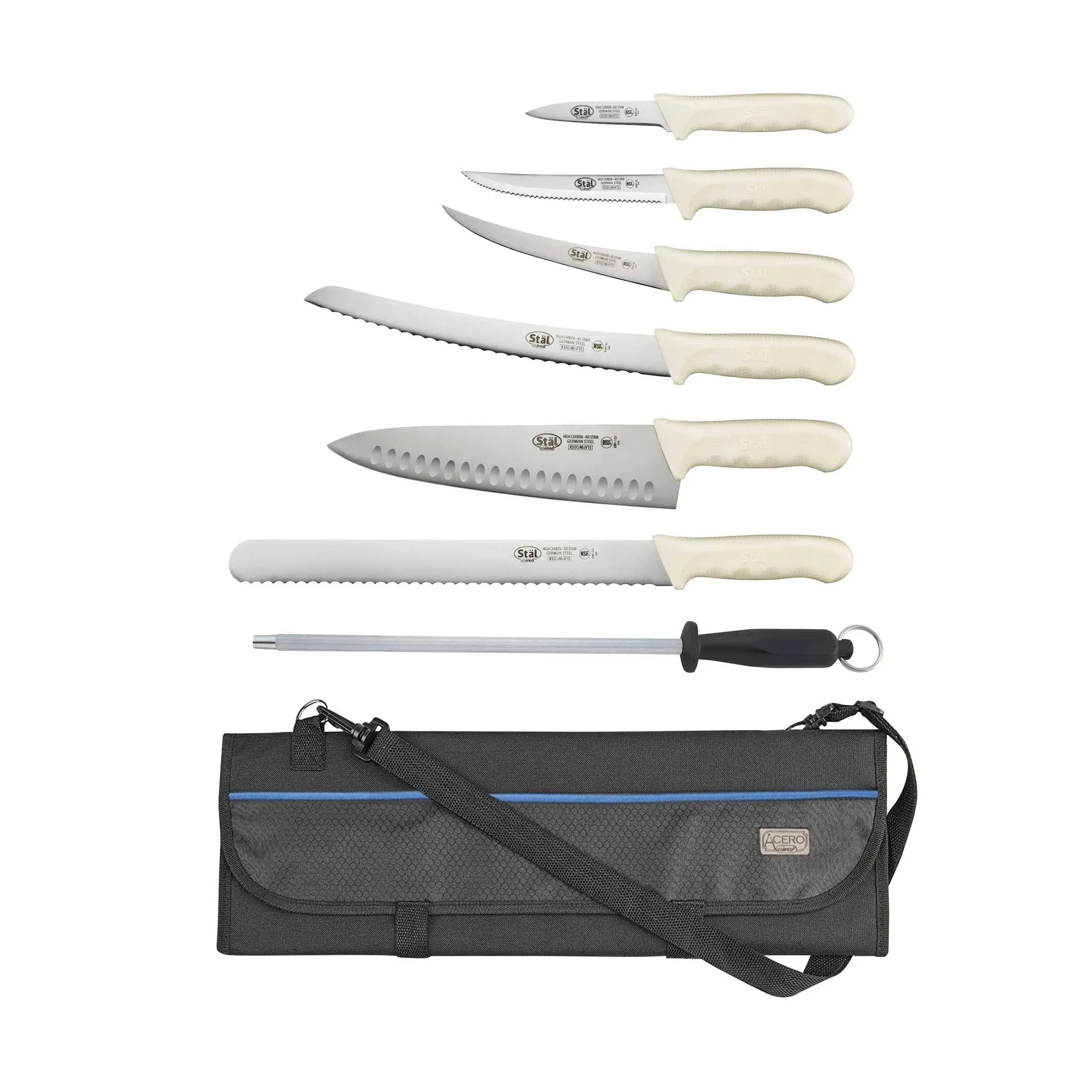 Winco 7-Pc Knife Bag Set (KWP-30, 50, 60, 91, 101, 121, K-12S, KBG-11, bonus NS-12R)