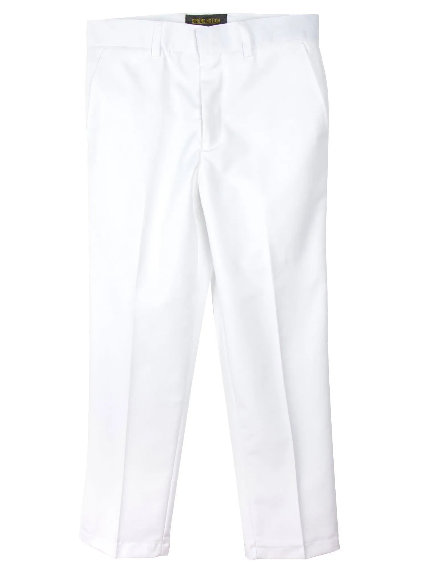 Spring Notion Boys' Flat Front Dress Pants 10 White