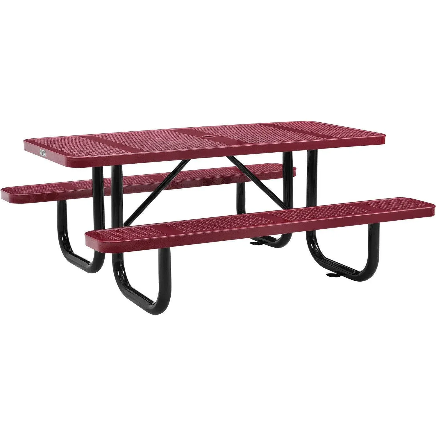 Global Industrial 6' Rectangular Picnic Table, Perforated Metal, Red