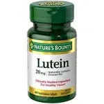 Nature's Bounty
           Lutein -- 20 mg - 40 Softgels
        
        
        
        
        
          
          SKU #: 074312049026
          
            Shipping Weight:
              0.075 lb
            
          
          
            S