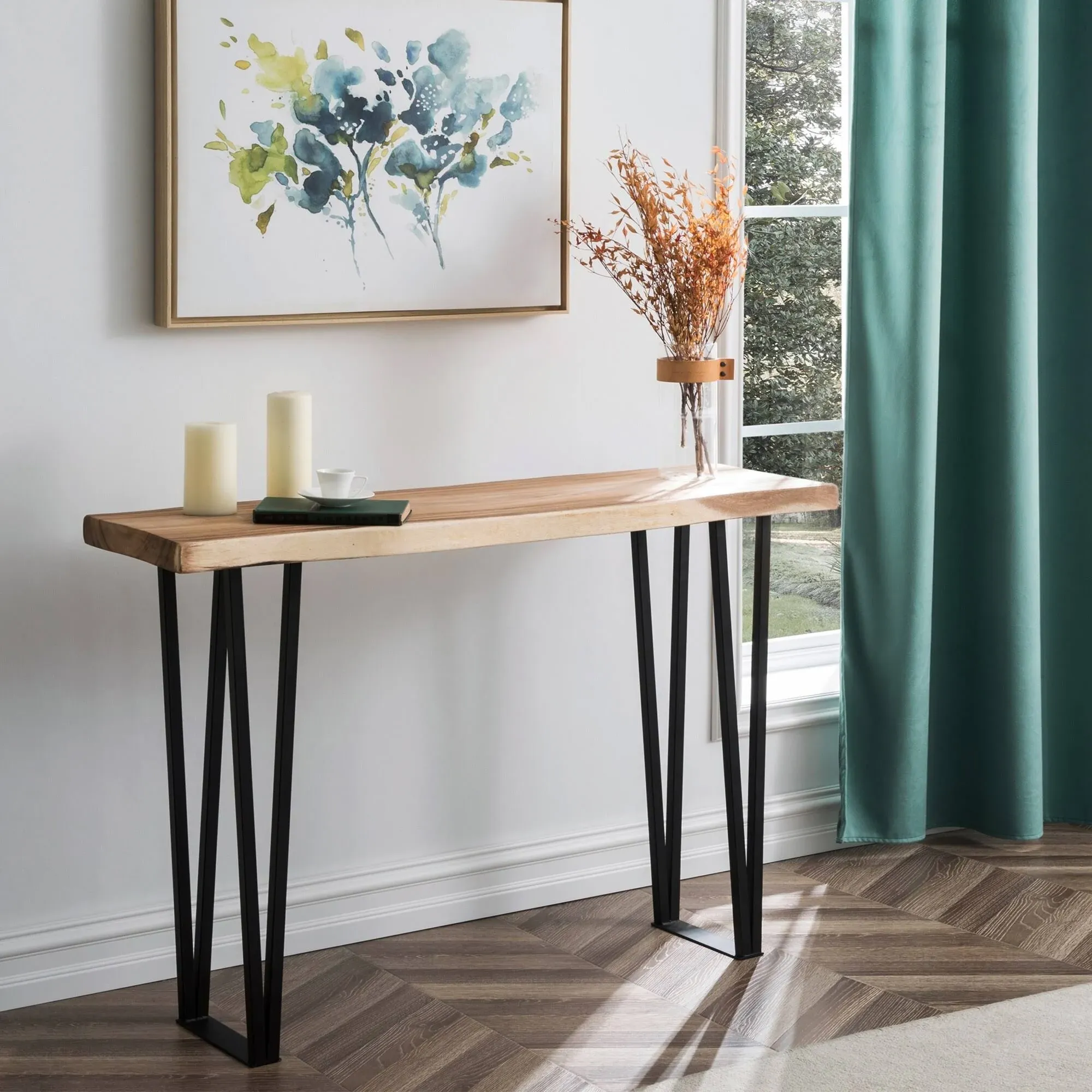 Suar Wood Console Table, 47''x14''x32''