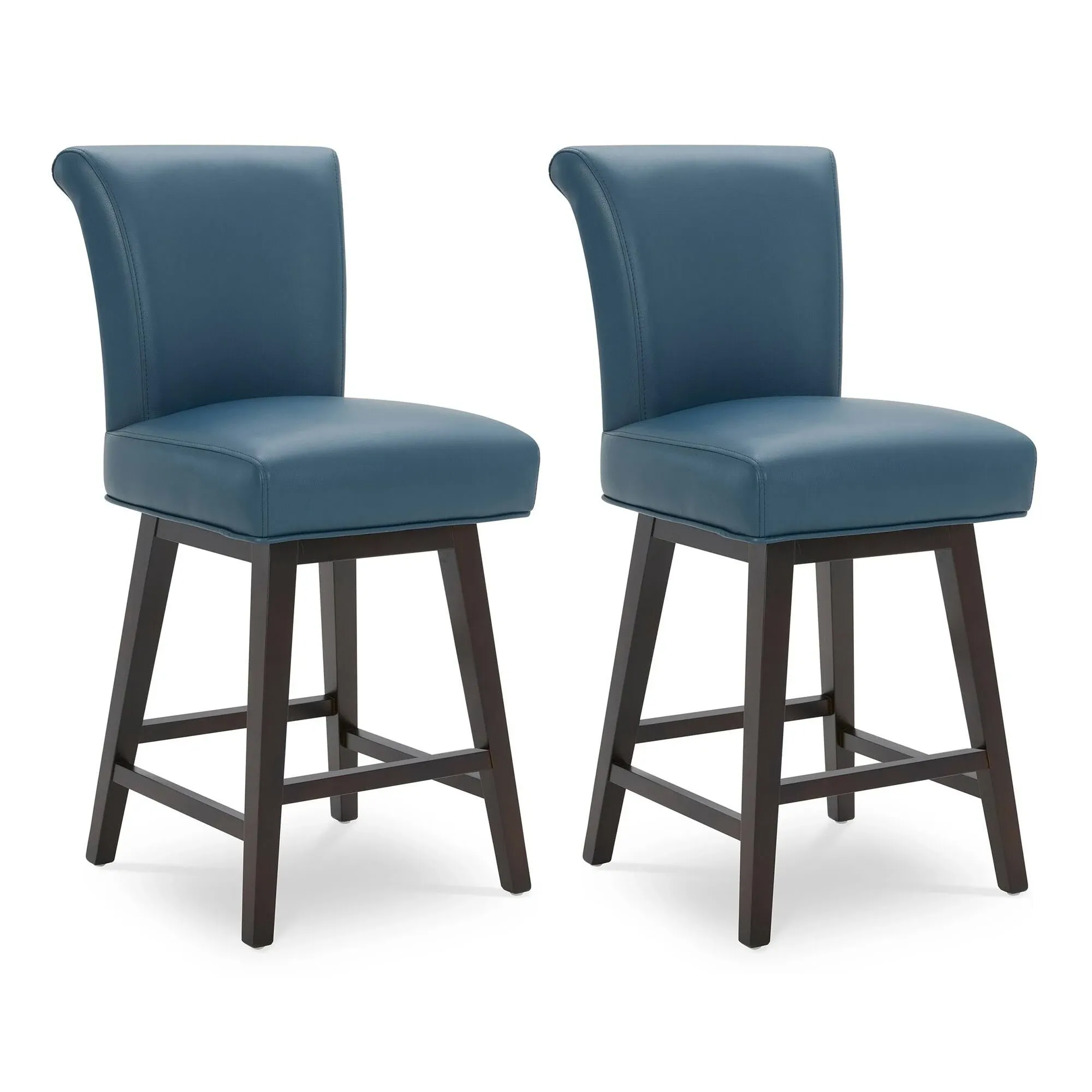 Modern Counter Height Swivel Bar Stool | Upholstered Faux Leather