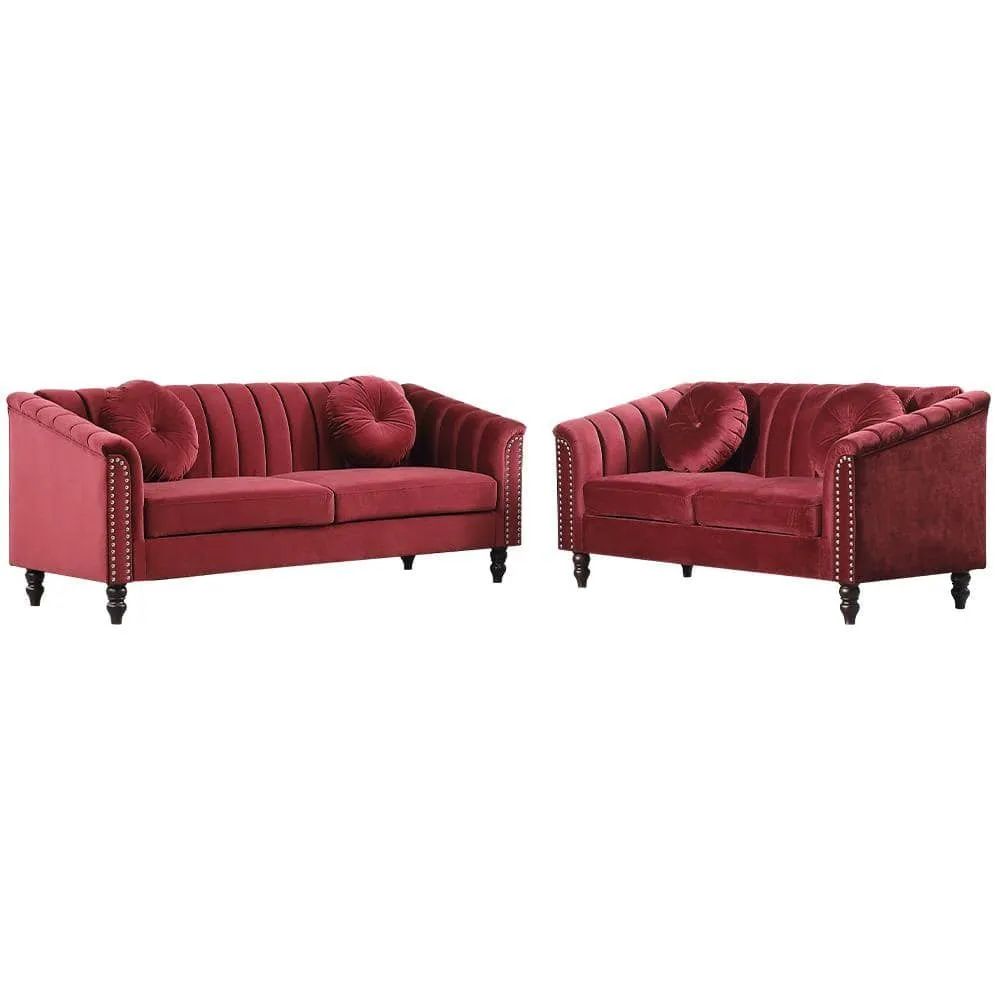 FUOROLA Mirando 2 Piece Living Room Set Red